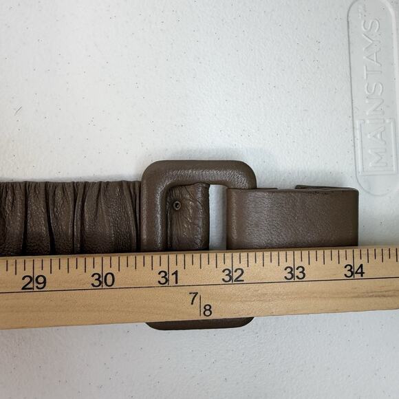 Vtg Astor Belt West Germany Taupe‎ Tan Leather Elastic Waist Belt Cinch Stretch main image 7